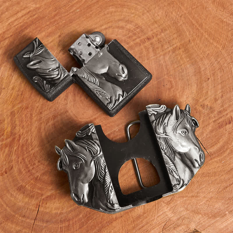 Cintura in pelle fai da te da uomo con triplo cavallo argentato e accendino nascosto - image 10