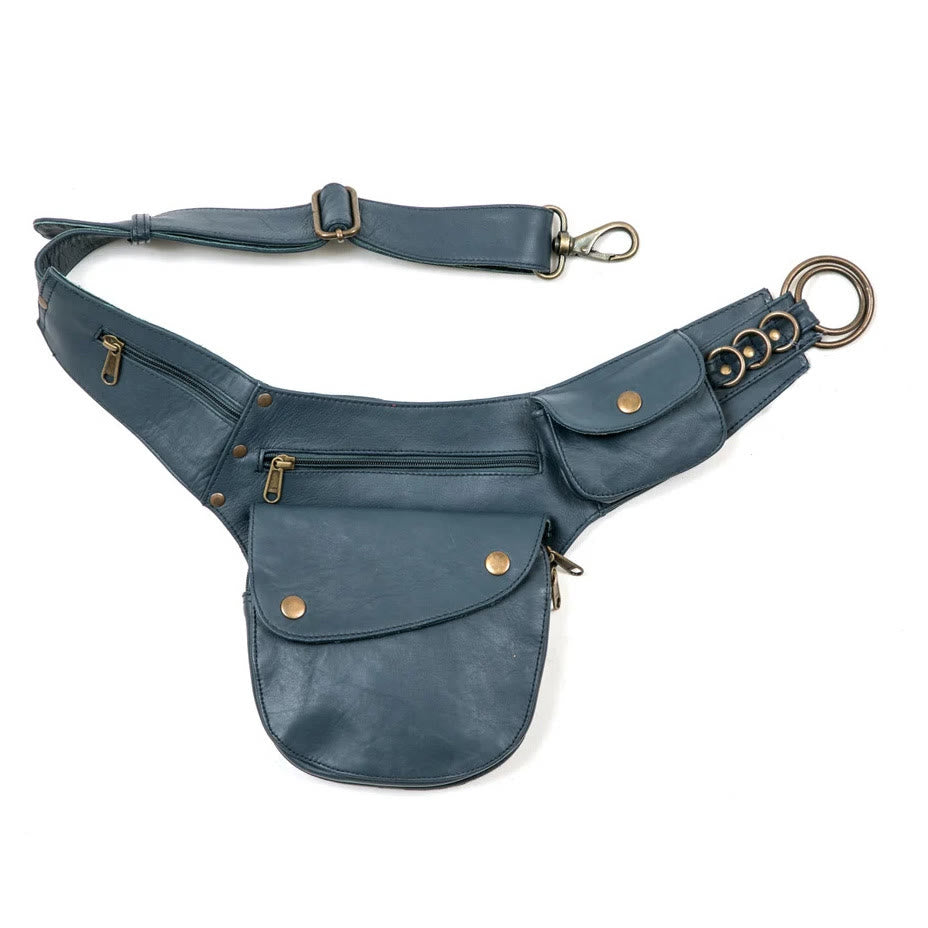 Borsa da viaggio retrò per il tempo libero, da donna, con portafoglio e cintura - Blu - image 9