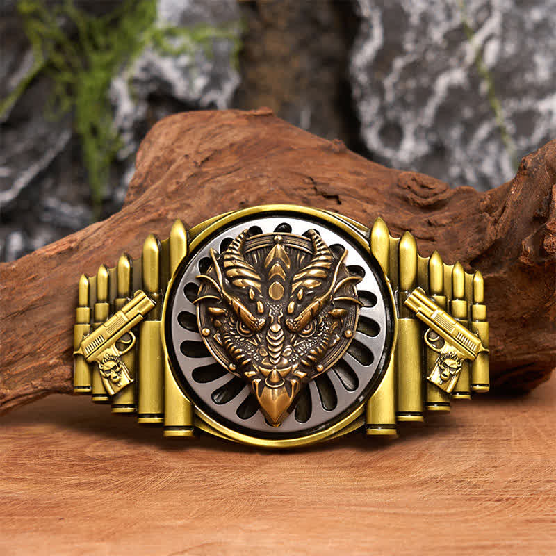 Cintura in pelle con fibbia girevole fai da te in bronzo con drago dal becco affilato - Drago dal becco affilato - Senza cintura - Cintura non inclusa - image 1