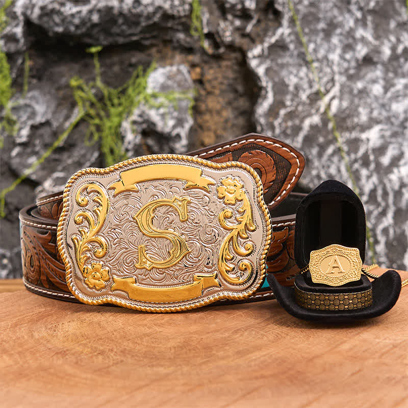 Set di collana in oro con fibbia per cintura fai da te con iniziale incisa - Fascio - Cintura di piume marroni - 40 - image 7