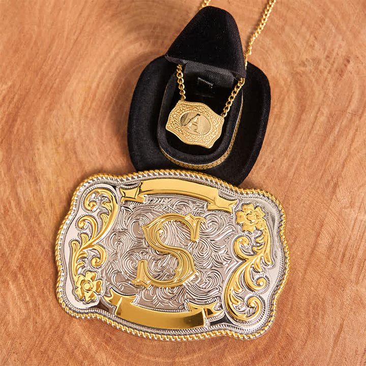 Set di collana in oro con fibbia per cintura fai da te con iniziale incisa - Fascio - Senza cintura - Cintura non inclusa - image 2