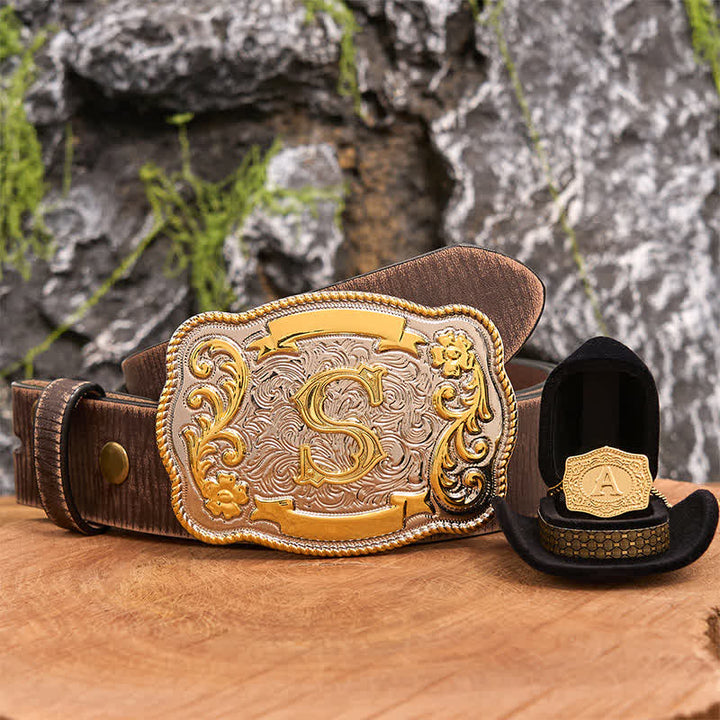 Set di collana in oro con fibbia per cintura fai da te con iniziale incisa - Fascio - Cintura marrone anticata - 42 - image 5