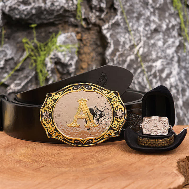 Set di collana in argento con fibbia per cintura fai da te con iniziale in oro e nero - Fascio - Cintura con aquila in rilievo nera - 42 - image 4