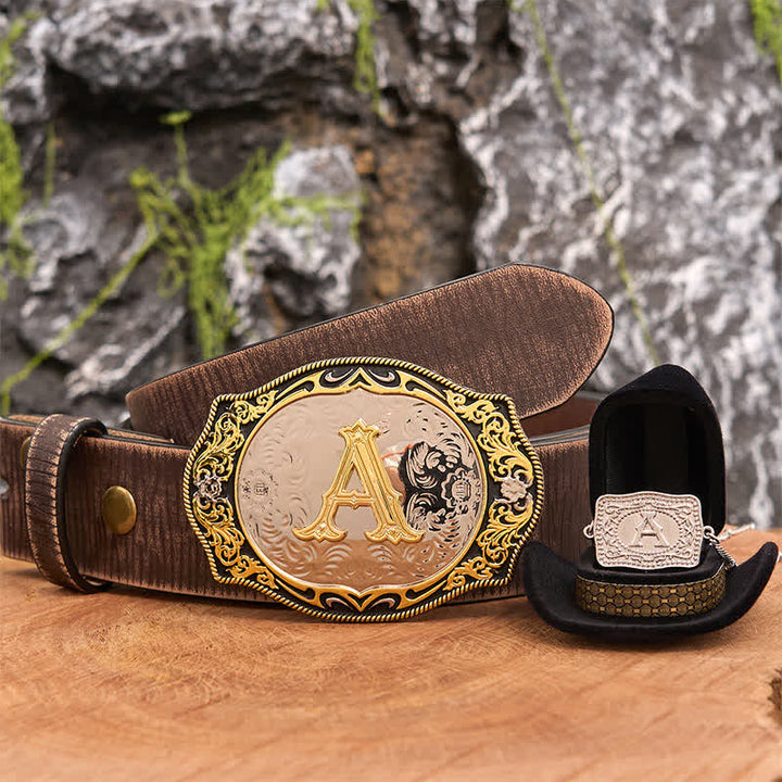 Set di collana in argento con fibbia per cintura fai da te con iniziale in oro e nero - Fascio - Cintura marrone anticata - 42 - image 6