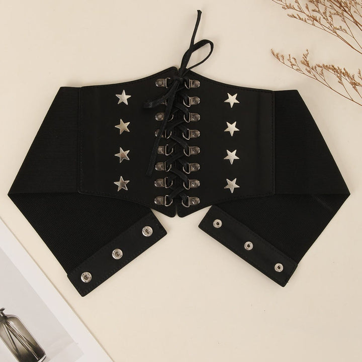 Cintura corsetto da donna con stella, accessorio cosplay retrò nero - Nero - image 2
