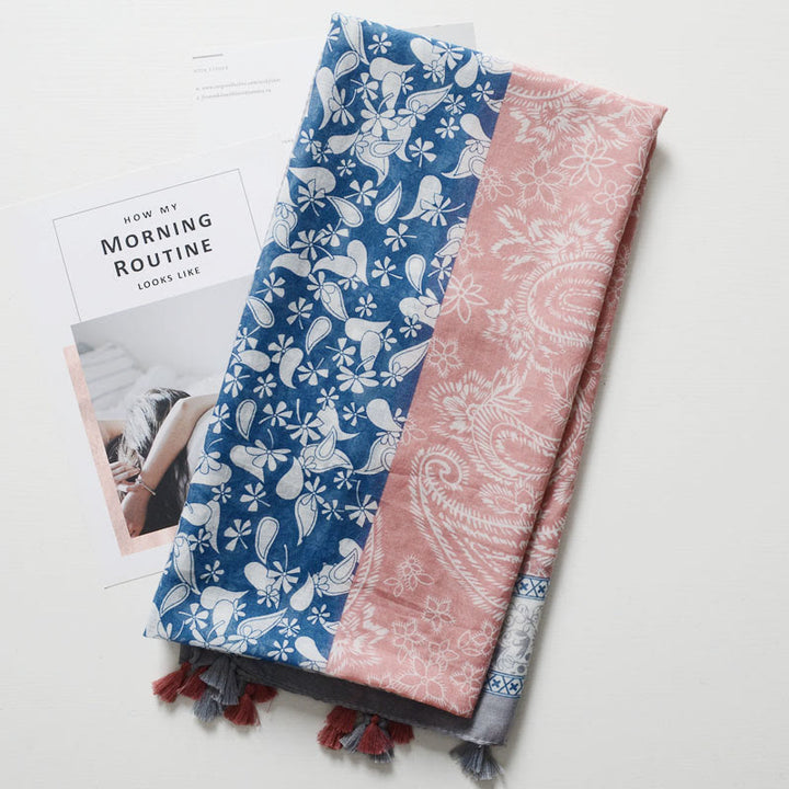 Sciarpa color block con stampa anacardi in stile bohémien - image 4