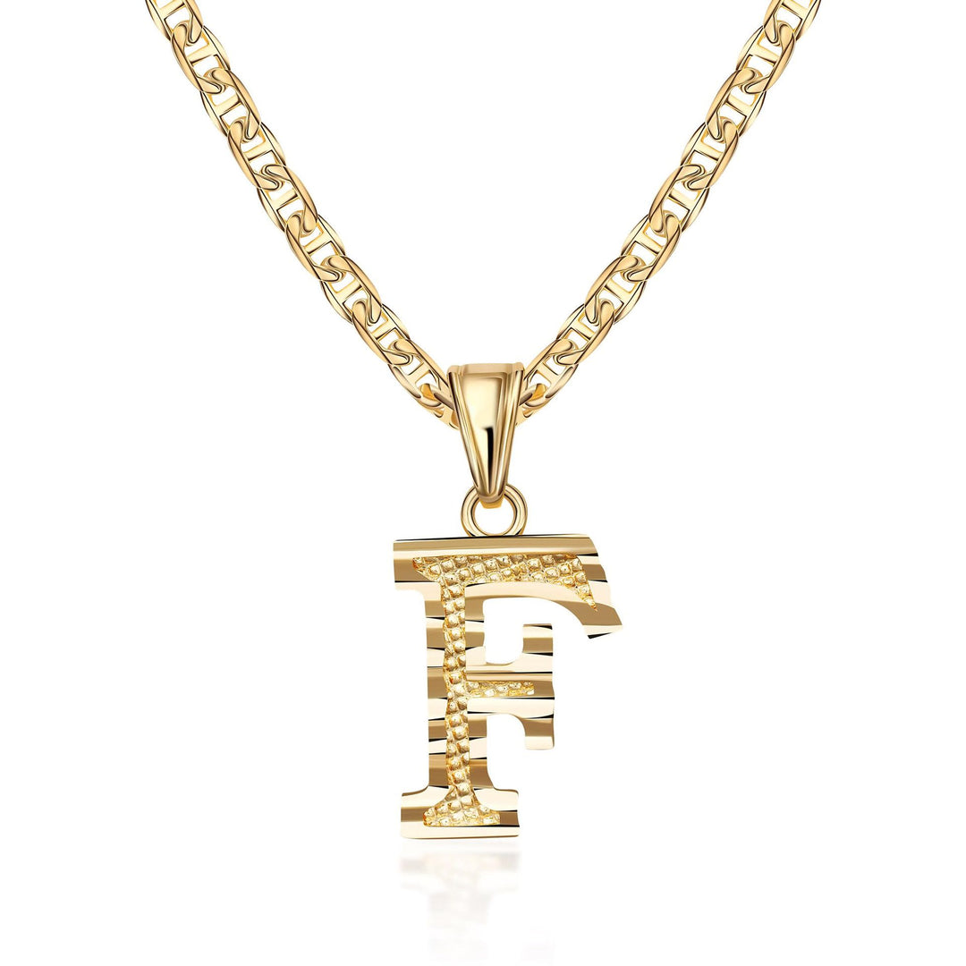 Collana con ciondolo a forma di lettera dorata semplice e nobile - F - image 7