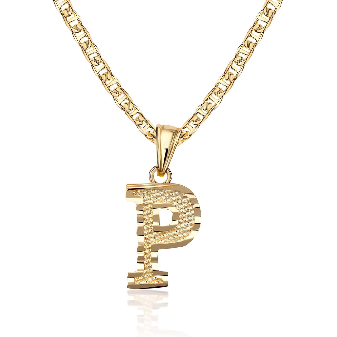 Collana con ciondolo a forma di lettera dorata semplice e nobile - P - image 17