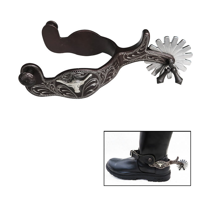 Speroni da cowboy intagliati a mano in argento di Halloween - Argento - image 1