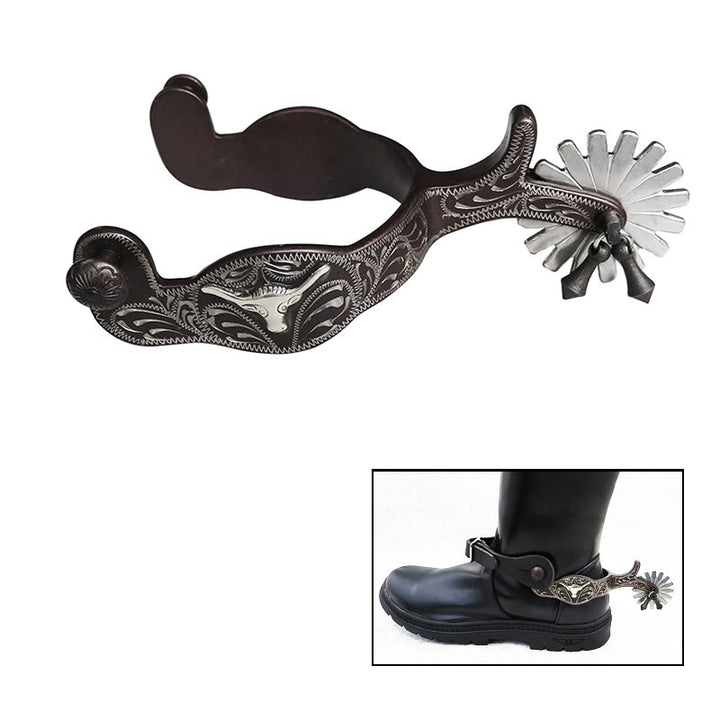 Speroni da cowboy intagliati a mano in argento di Halloween - Argento - image 1