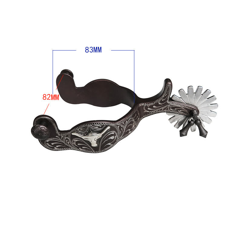 Speroni da cowboy intagliati a mano in argento di Halloween - image 4