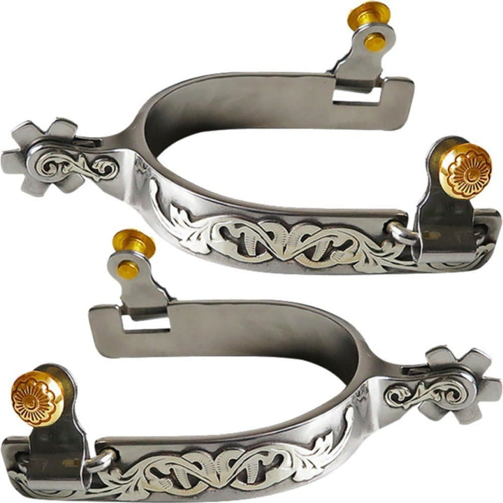 Speroni da cowboy in argento intagliati a mano con ingranaggio di Halloween - image 3