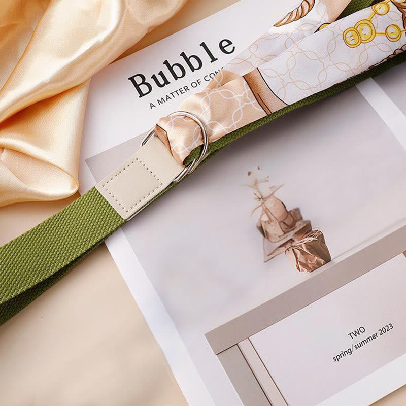 Cintura in seta stampata a doppio anello verde alla moda - image 2