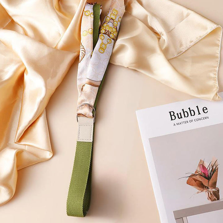 Cintura in seta stampata a doppio anello verde alla moda - image 1