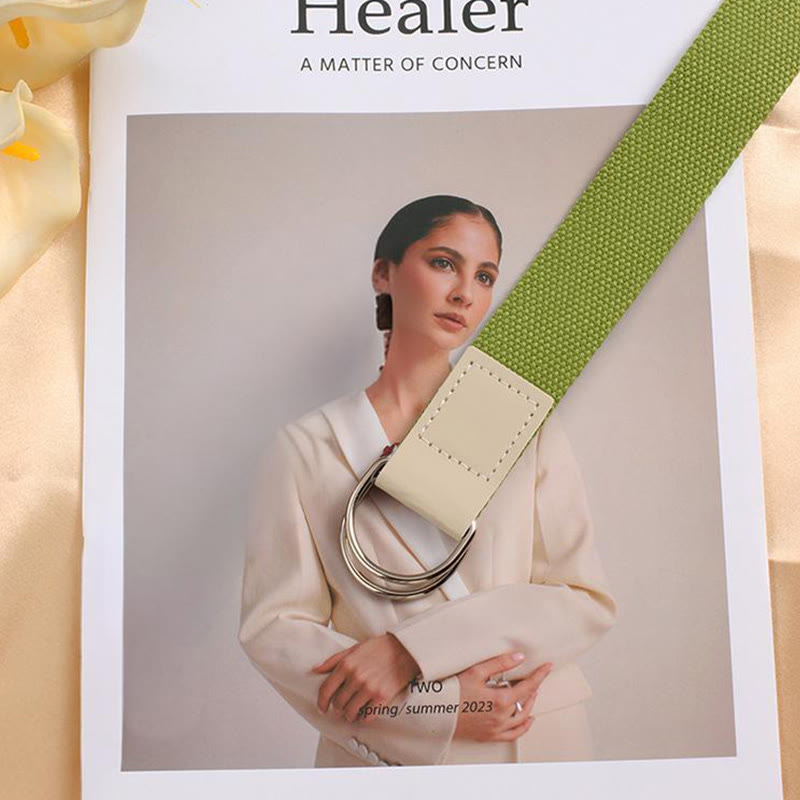 Cintura in seta stampata a doppio anello verde alla moda - image 3