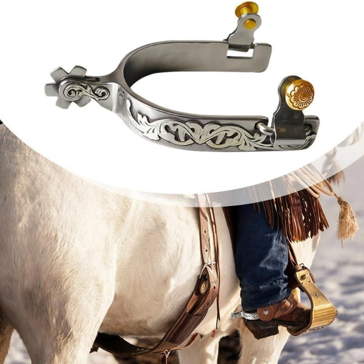 Speroni da cowboy in argento intagliati a mano con ingranaggio di Halloween - image 2