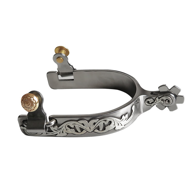 Speroni da cowboy in argento intagliati a mano con ingranaggio di Halloween - image 0