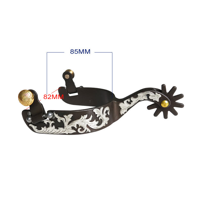 Speroni da cowboy intagliati in rame bianco con fibbia in ottone - image 2