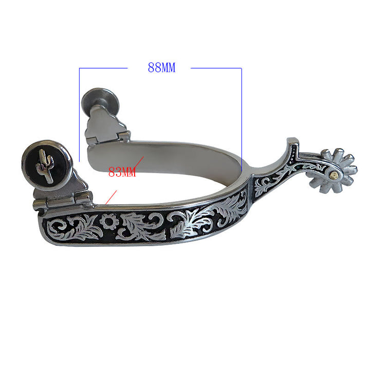 Speroni da cowboy western con motivo nero argento e ingranaggio - image 3