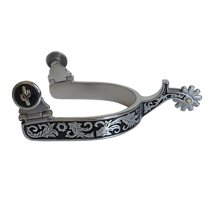 Speroni da cowboy western con motivo nero argento e ingranaggio - Argento e nero - image 0