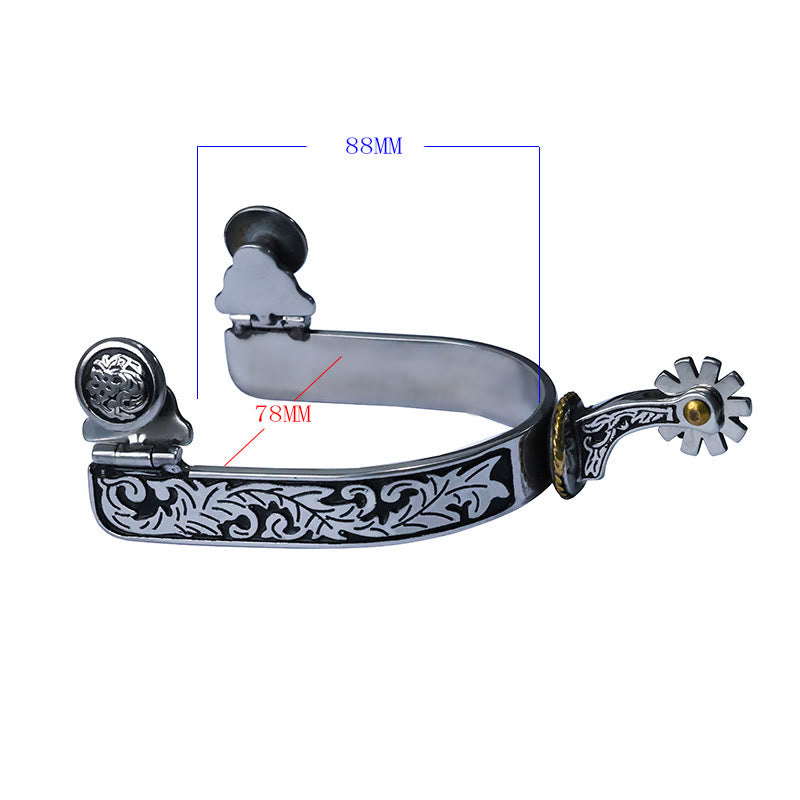 Speroni da cowboy con fibbia e motivo nero argento con ingranaggio - image 2