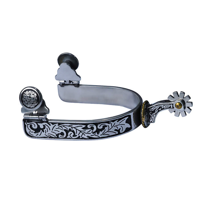 Speroni da cowboy con fibbia e motivo nero argento con ingranaggio - Argento e nero - image 0