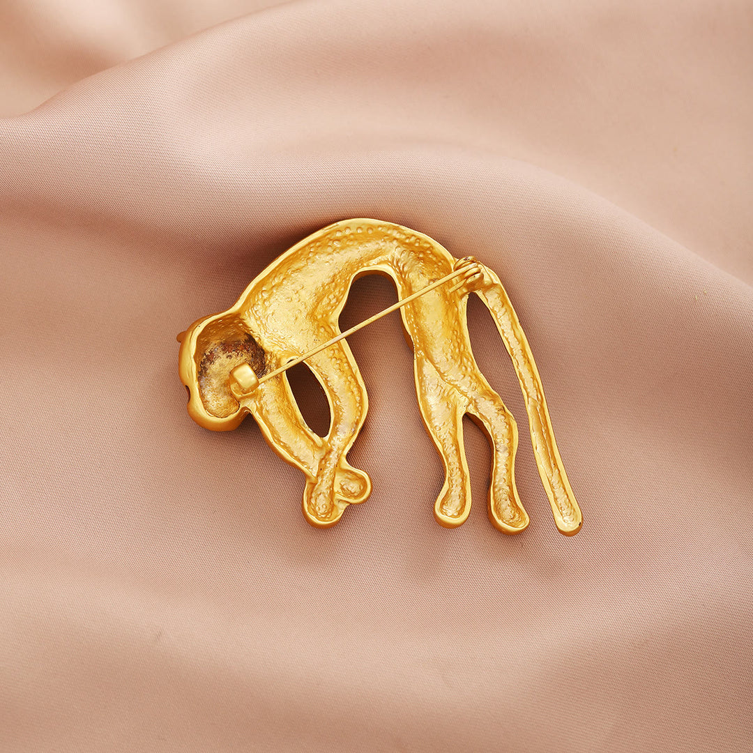 Spilla a forma di leopardo colorato con gocce di olio in stile metà antico - image 2