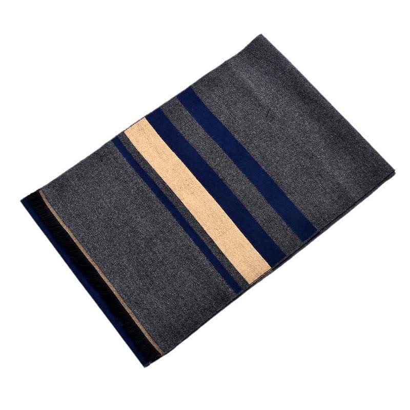 Elegante sciarpa calda con motivo a righe bifacciali - image 3