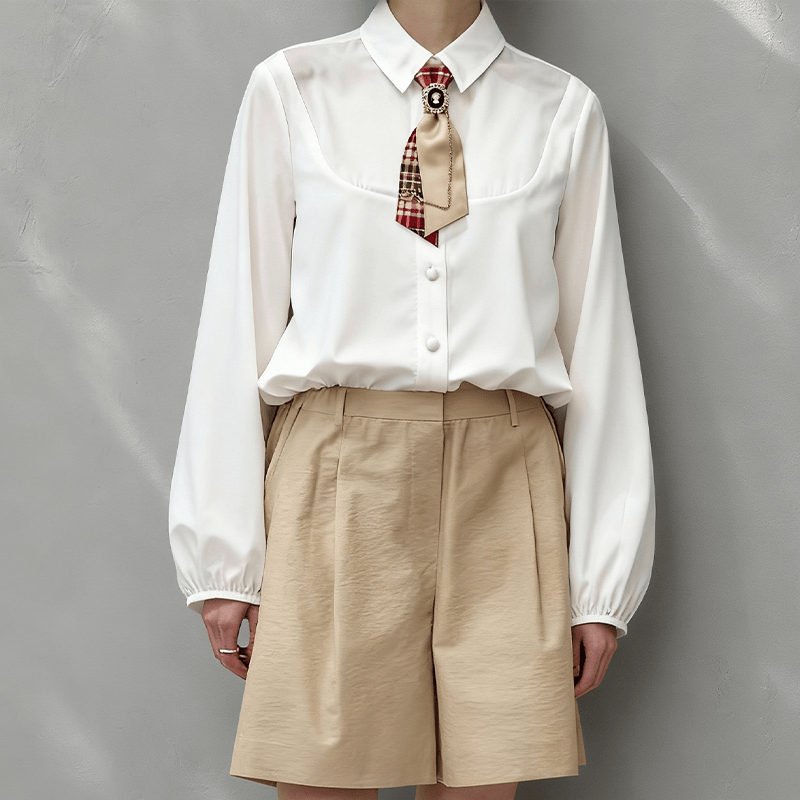 Cravatta da donna pre-annodata alla moda Red Grid Queen - image 1