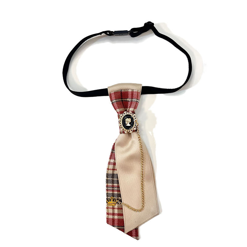 Cravatta da donna pre-annodata alla moda Red Grid Queen - Rosso - image 0