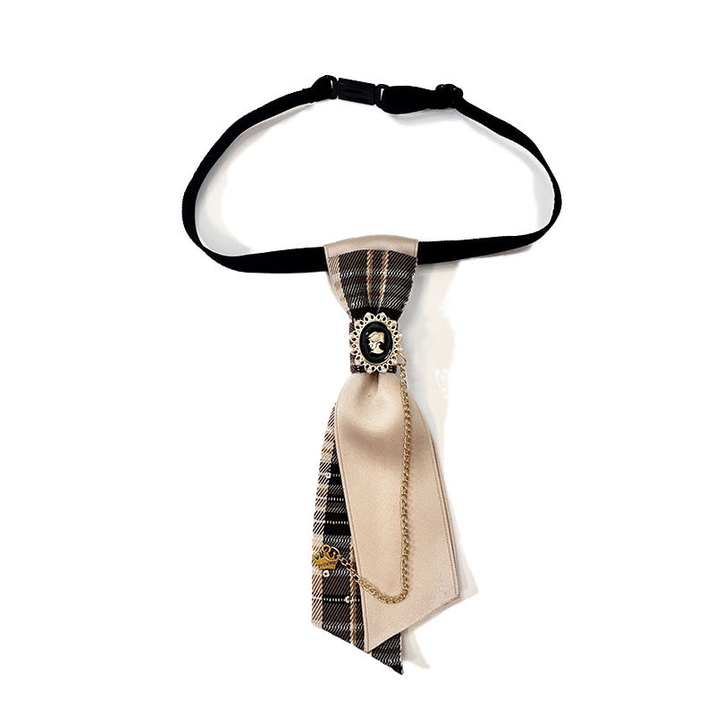 Cravatta da donna pre-annodata alla moda Red Grid Queen - Nero - image 2