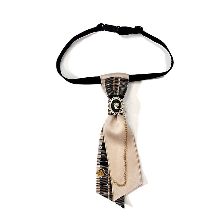 Cravatta da donna pre-annodata alla moda Red Grid Queen - Nero - image 2