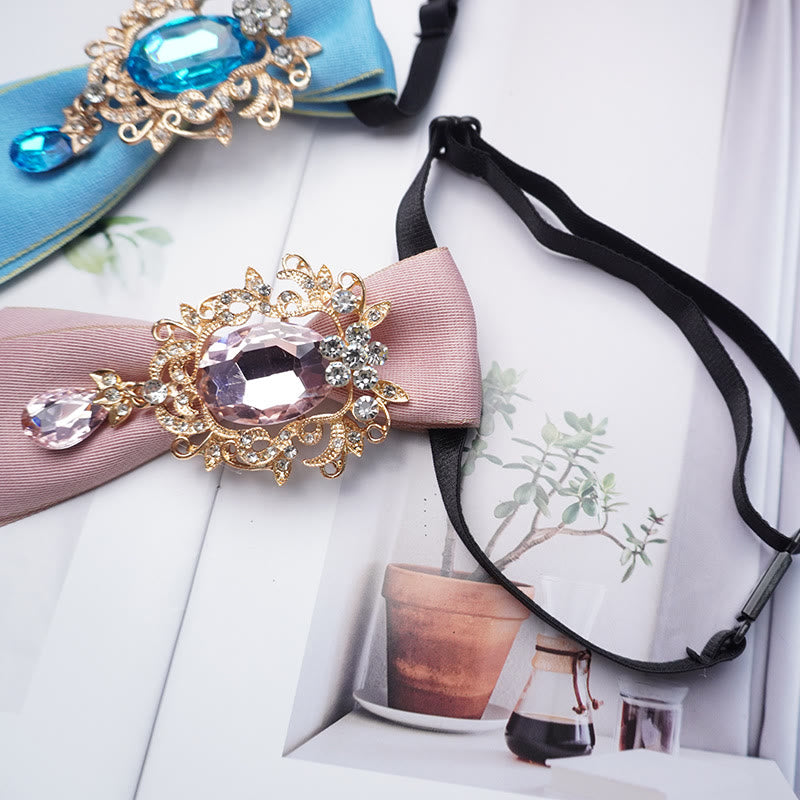 Cravatta da donna regolabile con diamanti in cristallo tinta unita - image 2