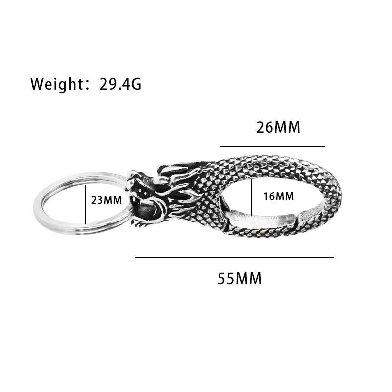 Delicato portachiavi in argento antico con testa di drago - image 5