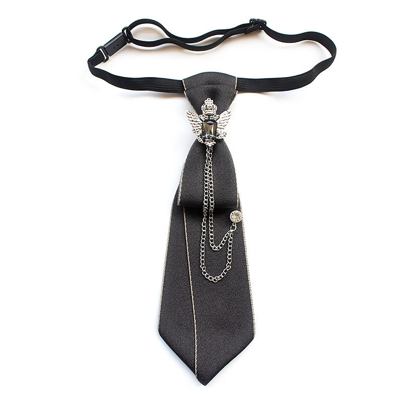 Cravatta unisex pre-annodata con aquila bicipite e fascia regolabile - Grigio - image 4