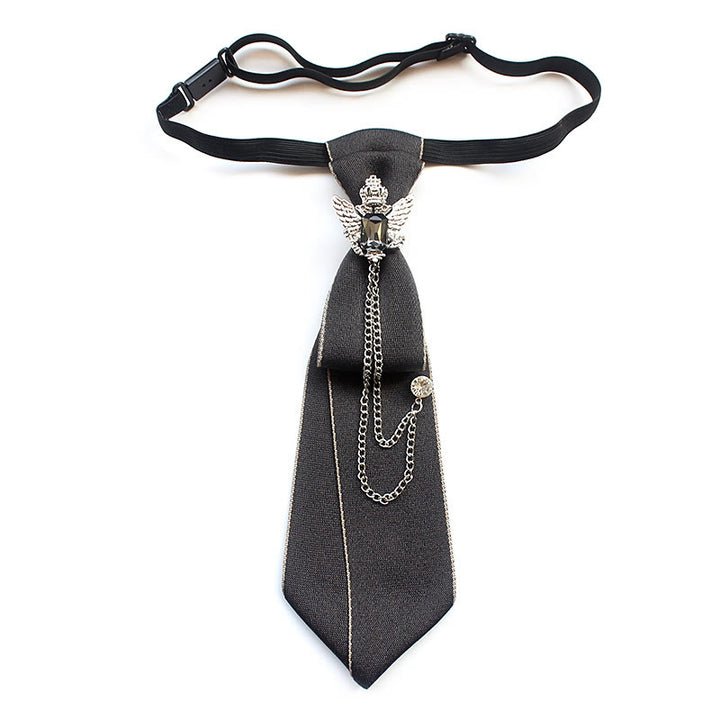 Cravatta unisex pre-annodata con aquila bicipite e fascia regolabile - Grigio - image 4