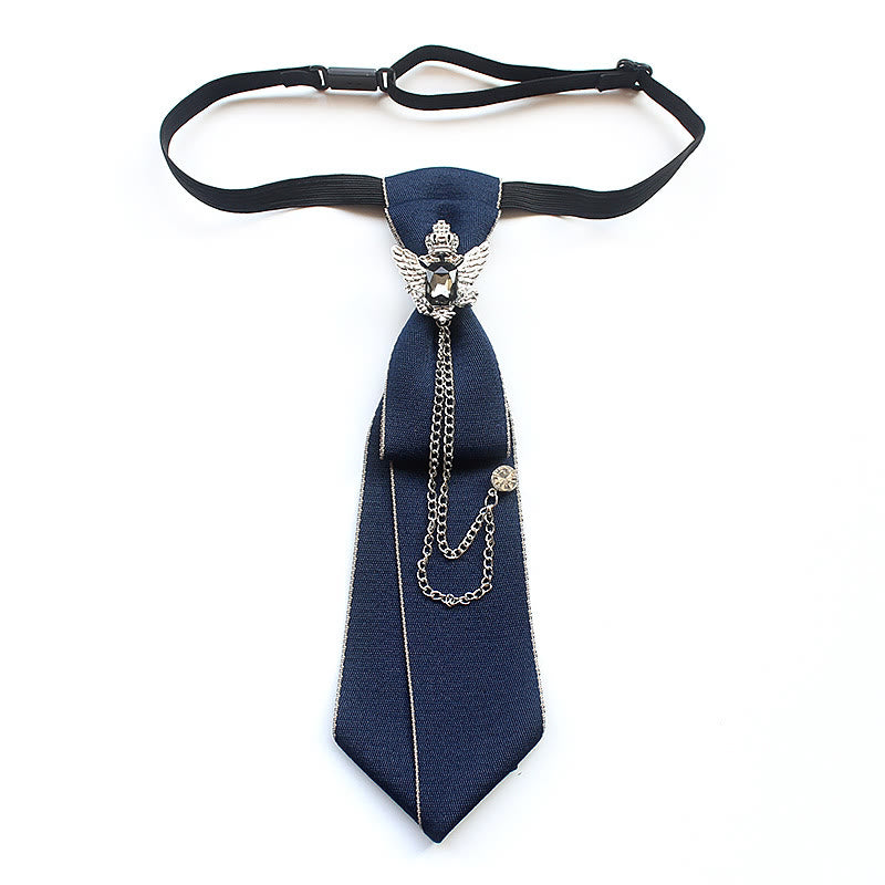 Cravatta unisex pre-annodata con aquila bicipite e fascia regolabile - Blu - image 5