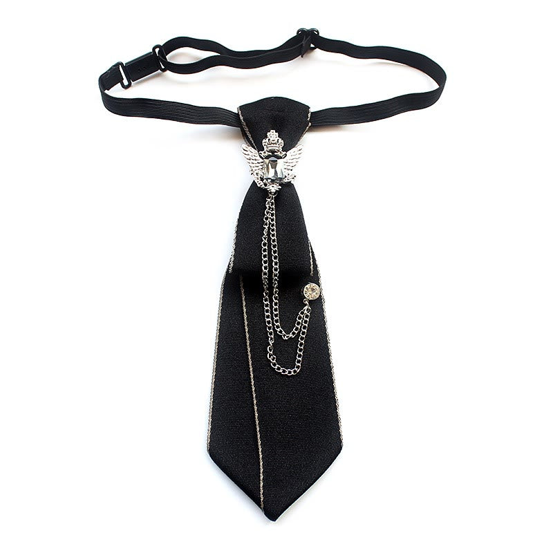 Cravatta unisex pre-annodata con aquila bicipite e fascia regolabile - Nero - image 6