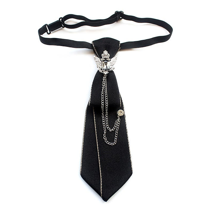 Cravatta unisex pre-annodata con aquila bicipite e fascia regolabile - Nero - image 6