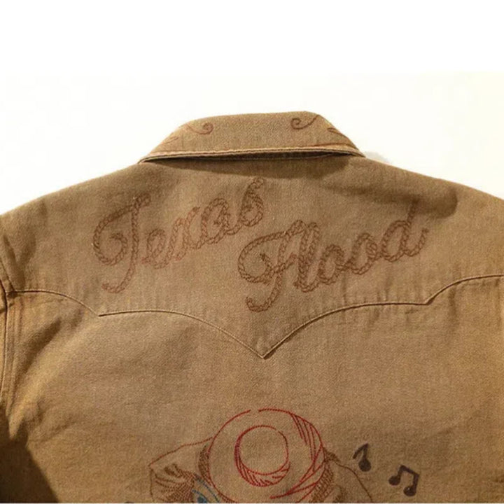 Camicia da cowboy western con ricamo di note musicali di chitarra vintage - image 4