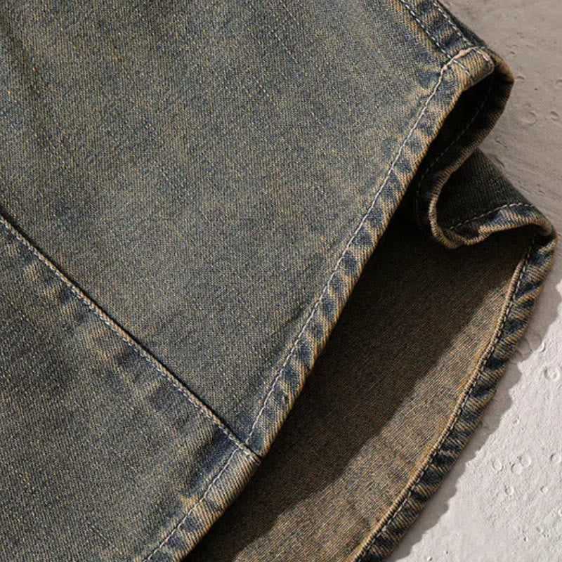 Camicia da cowboy western in denim lavato ricamato Gambler - image 9