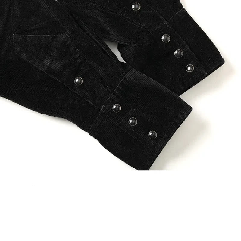 Camicia da cowboy western con ricamo in velluto a coste nero - image 6