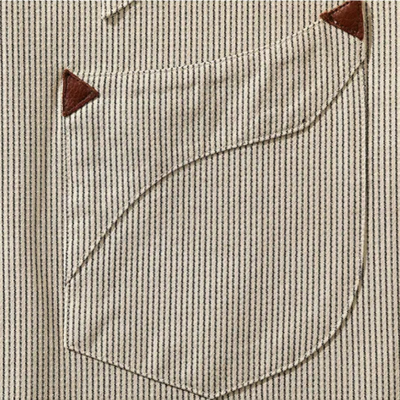 Camicia da cowboy western vintage a righe beige - image 5