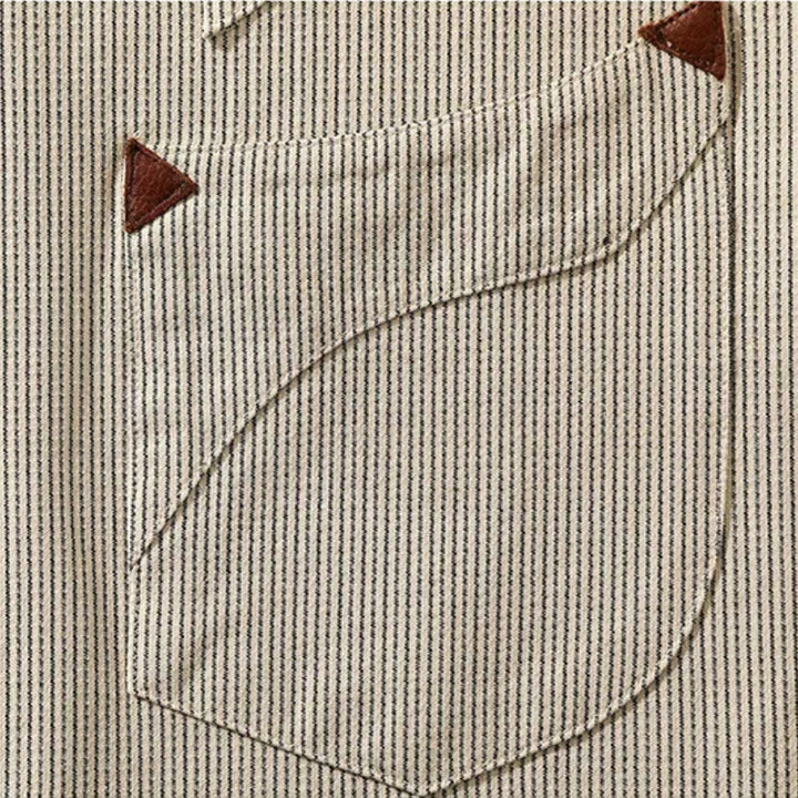 Camicia da cowboy western vintage a righe beige - image 5