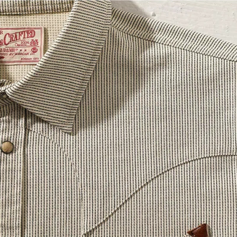 Camicia da cowboy western vintage a righe beige - image 4