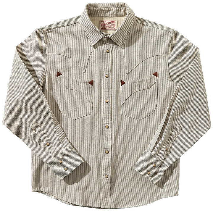 Camicia da cowboy western vintage a righe beige - Beige - 2XL - image 1