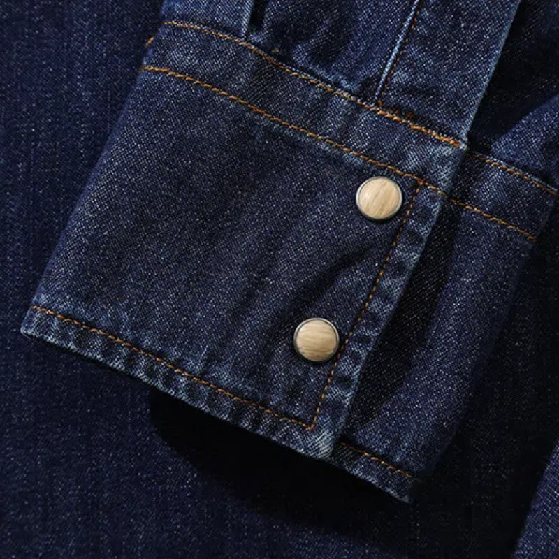 Camicia da cowboy western vintage blu scuro lavata - image 7