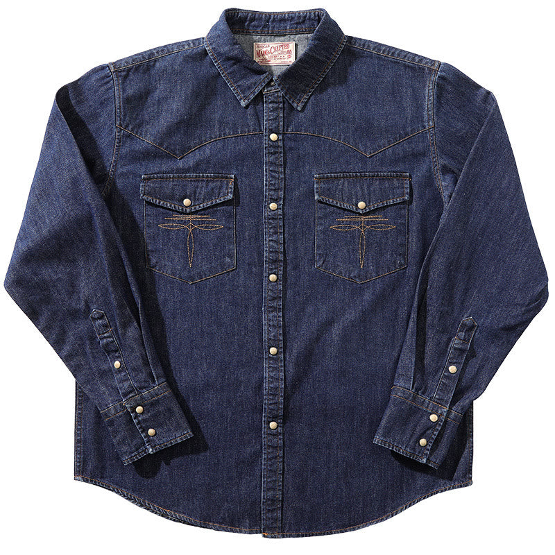 Camicia da cowboy western vintage blu scuro lavata - Blu scuro - 3XL - image 1