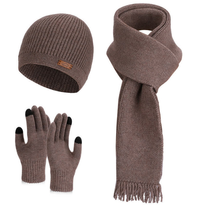 Set di 3 cappelli, sciarpe e guanti lavorati a maglia in tinta unita - Caffè - Regolabile (21 5/8"-23 5/8") - image 11