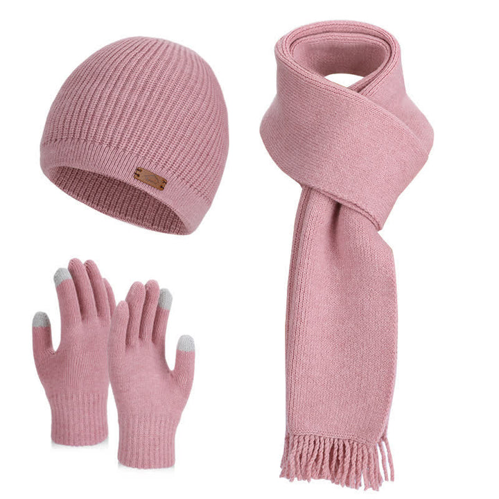 Set di 3 cappelli, sciarpe e guanti lavorati a maglia in tinta unita - Rosa - Regolabile (21 5/8"-23 5/8") - image 9